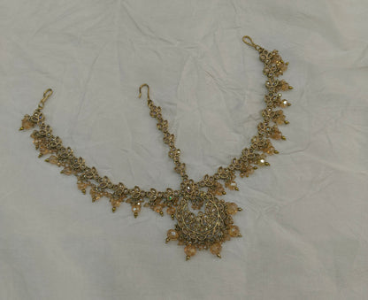 Indian Antique Headpiece Matha Patti Head piece sheesh fool/Bollywood Head Piece Tikka Hair chain/ Indian Head Jewellery (Copy)
