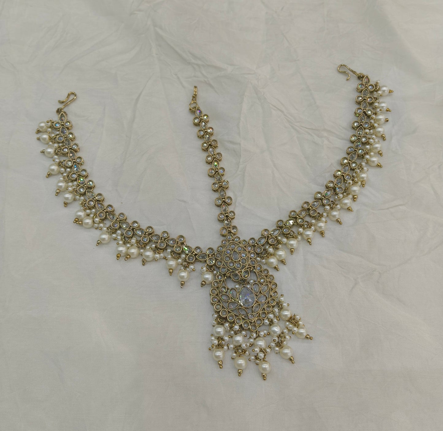 Indian Antique Headpiece Matha Patti Head piece sheesh fool/Bollywood Head Piece Tikka Hair chain/ Indian Head Jewellery (Copy)
