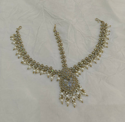 Indian Antique Headpiece Matha Patti Head piece sheesh fool/Bollywood Head Piece Tikka Hair chain/ Indian Head Jewellery (Copy)