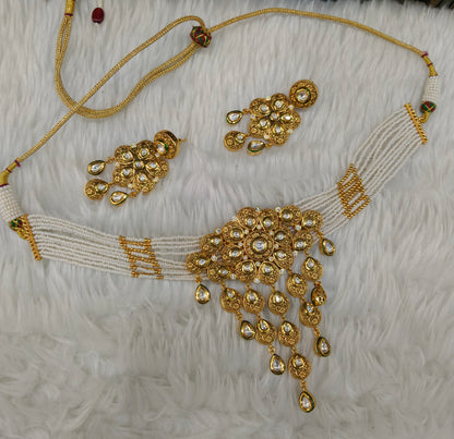 Gold Polki Real Look Kundan choker set/ Gold choker Lake set