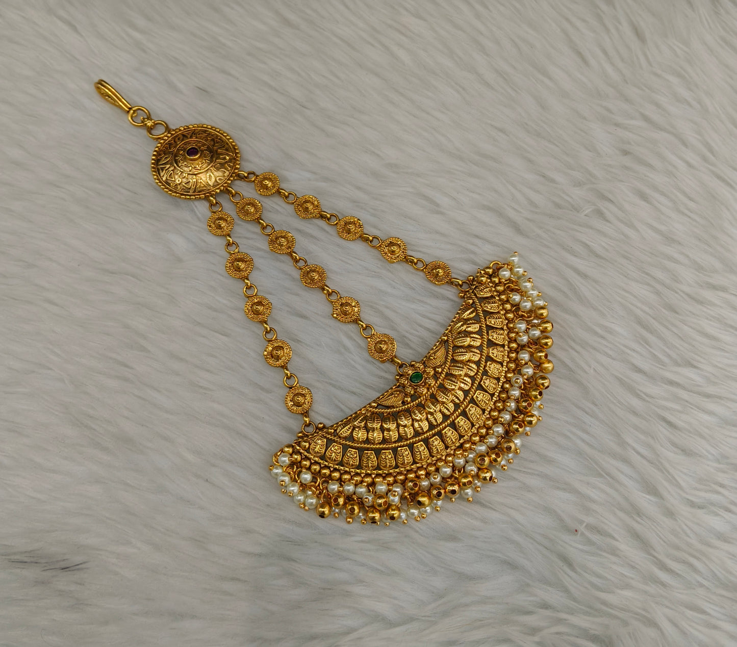 Gold Jhumar Headpassa Bridal Passa/Pakistani side Headpiece