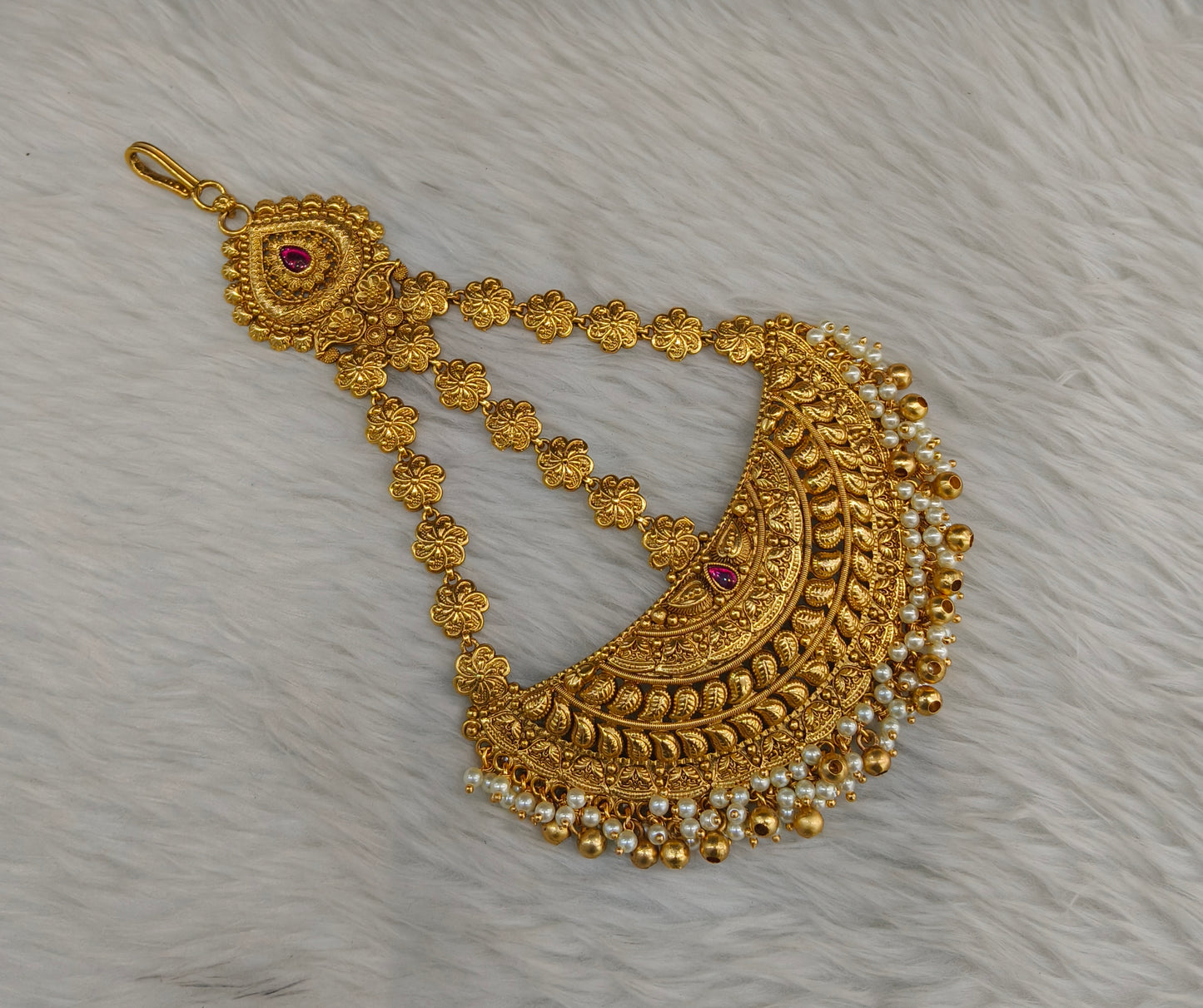 Gold Jhumar Headpassa Bridal Passa/Pakistani side Headpiece