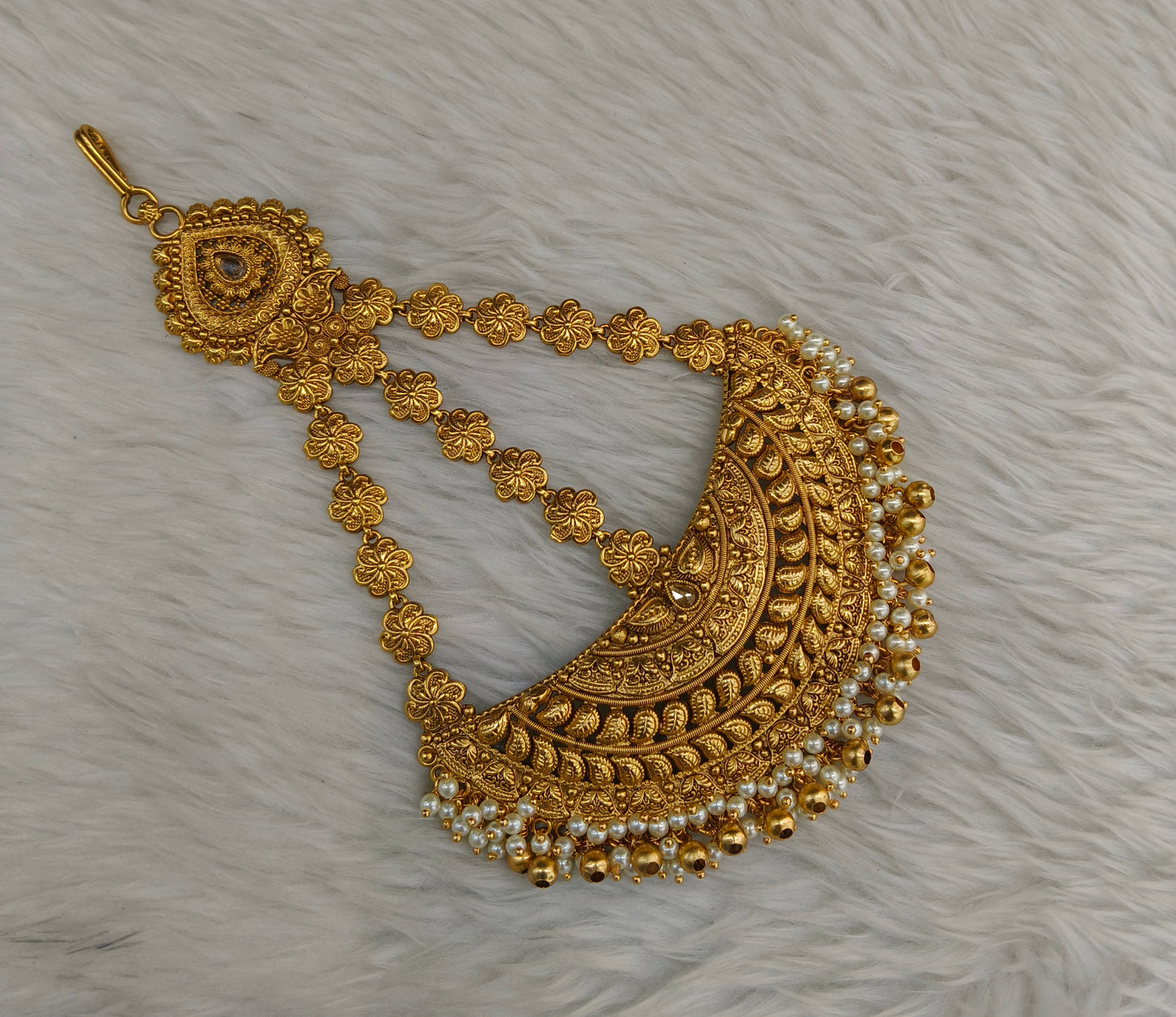 Gold Jhumar Headpassa Bridal Passa/Pakistani side Headpiece