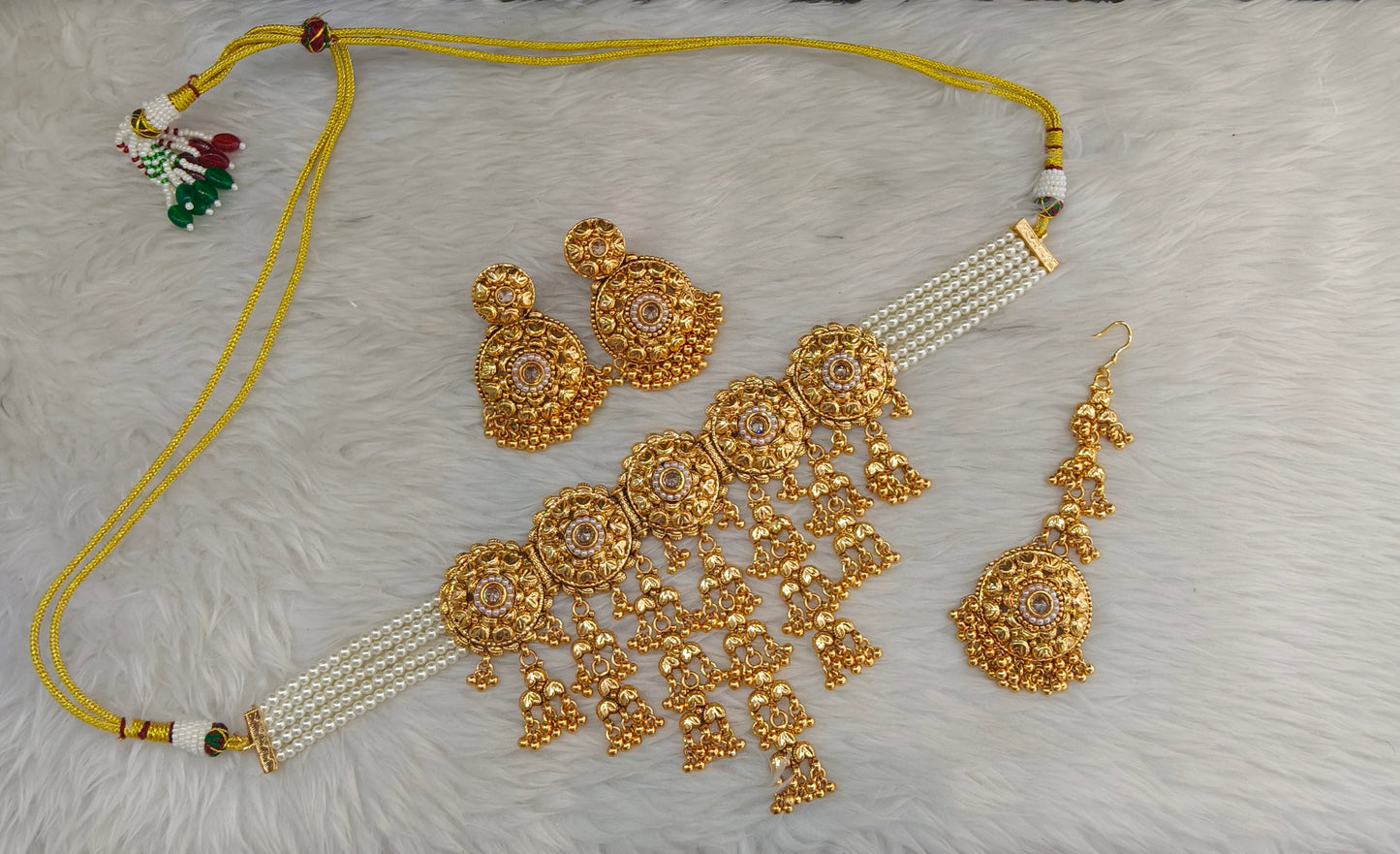 Gold Polki White Waterfall Kundan choker set/ Gold choker Joe set