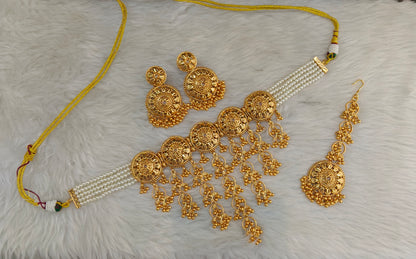Gold Polki Waterfall Kundan choker set/ Gold choker Joe set