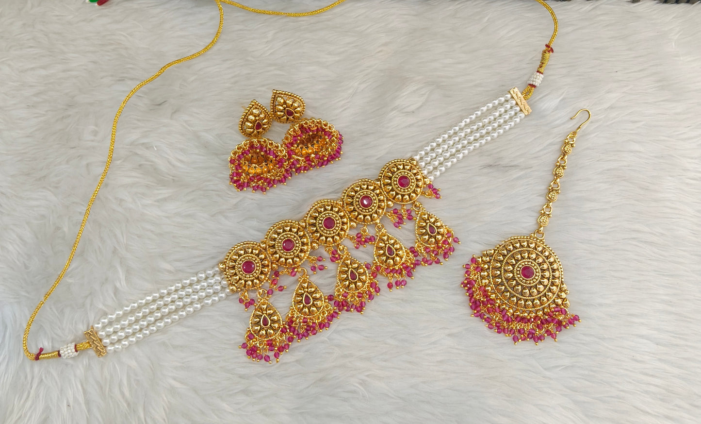 Gold Polki Ruby Kundan choker set/ Gold choker Kripa set