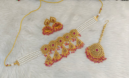 Gold Polki Ruby Kundan choker set/ Gold choker Kripa set