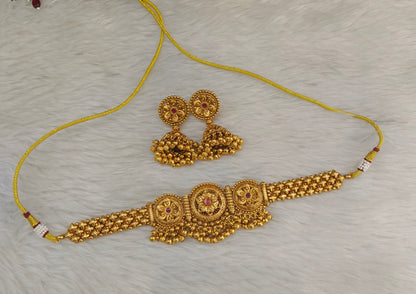 Gold Ruby Polki Kundan choker set/ Gold choker May set