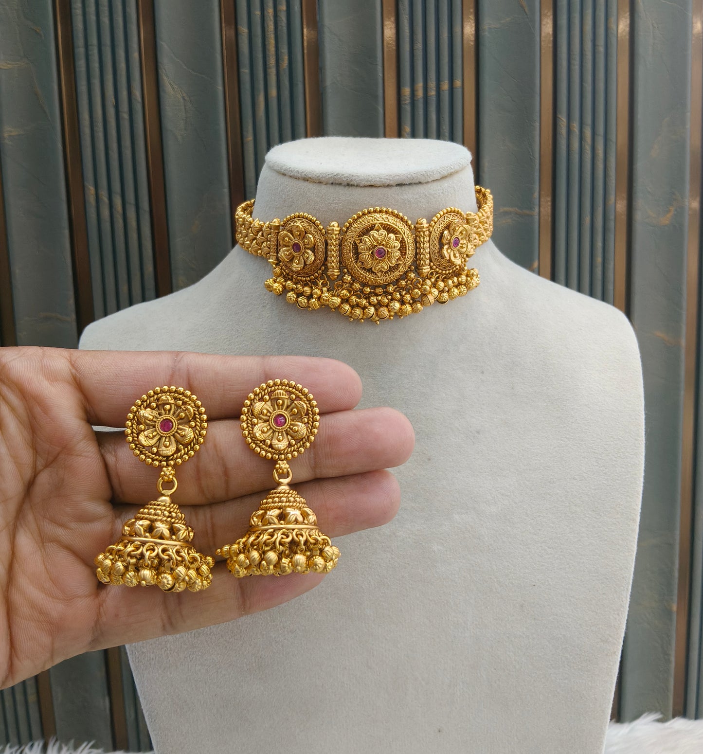 Gold Ruby Polki Kundan choker set/ Gold choker May set