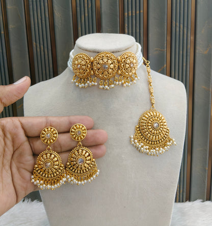 Gold Polki Kundan choker set/ Gold choker Kripa set
