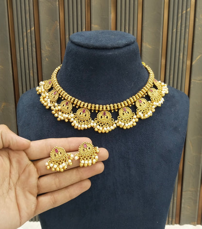 Gold Polki Ruby Necklace Jewellery Lucy Set