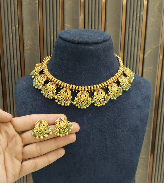 Gold Polki Ruby Sage Green Necklace Jewellery Lucy Set