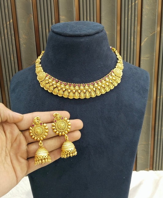 Gold Polki Ruby Necklace Jewellery Lucy Set