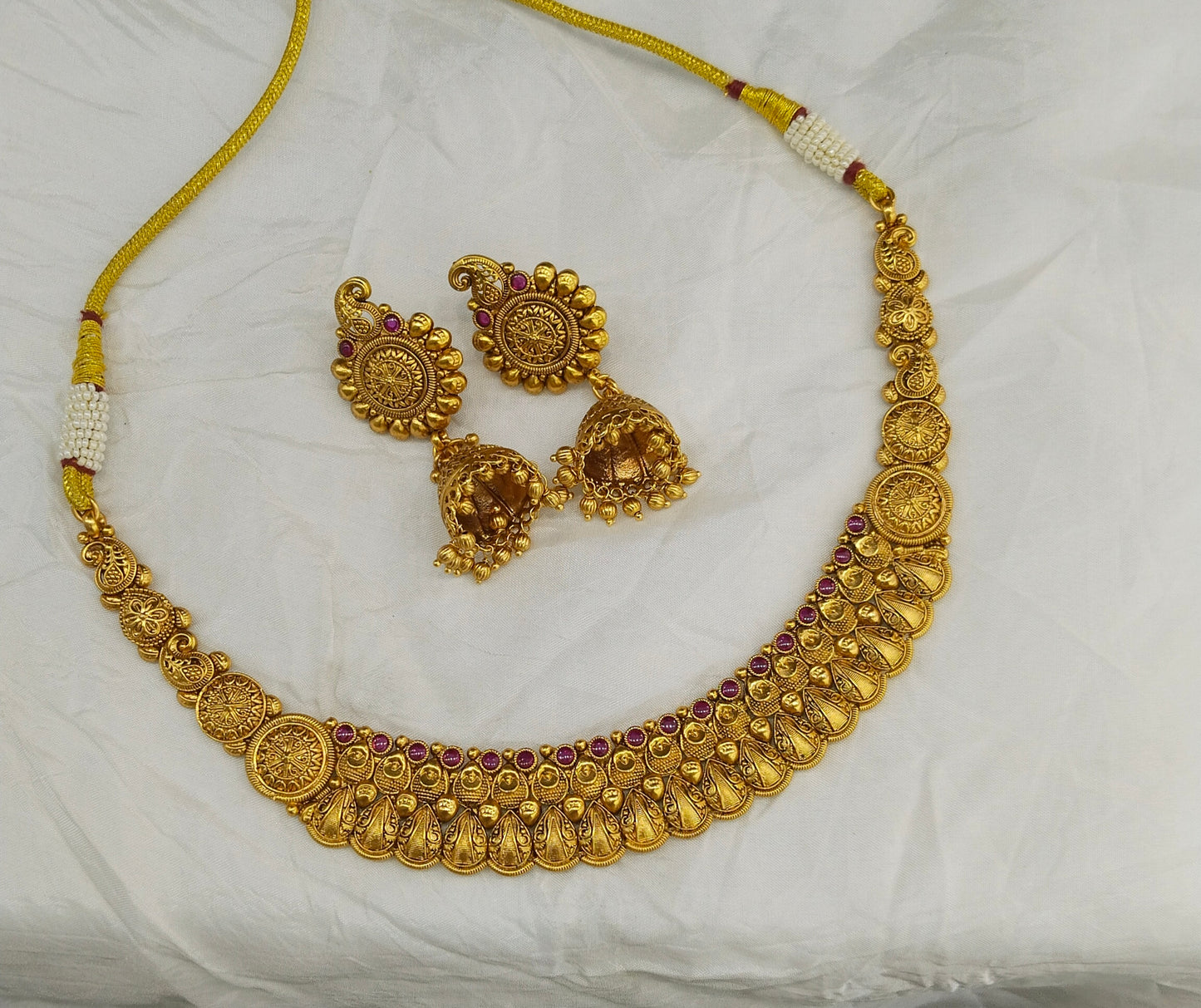 Gold Polki Ruby Necklace Jewellery Lucy Set