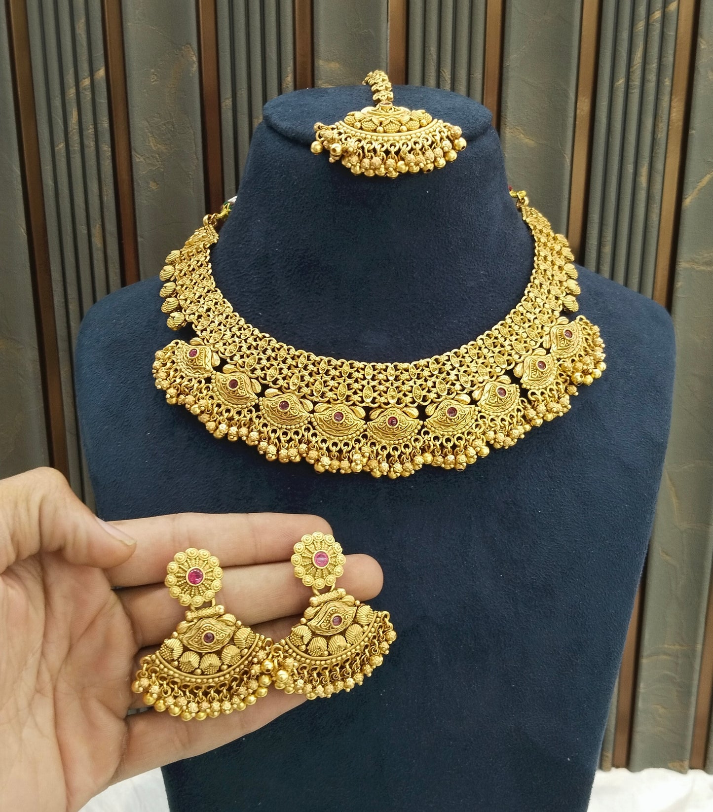 Gold Polki Ruby Necklace Jewellery Lucy Set