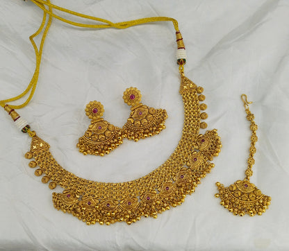 Gold Polki Ruby Necklace Jewellery Lucy Set