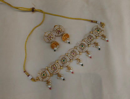 Gold polki Ruby Green Choker set Indian Jayla Jewellery