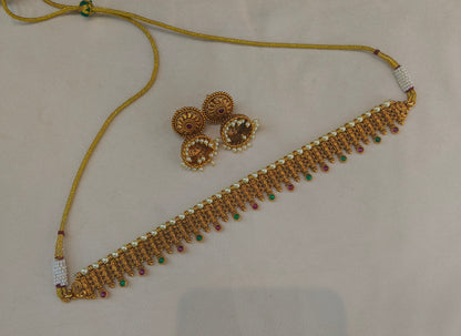 Gold polki Choker set Indian Elle Jewellery
