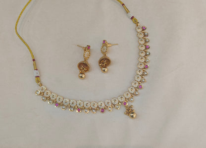 Gold Polki Ruby Necklace Jewellery Diviti Set