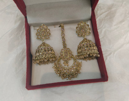 Antique Gold Bollywood Sen Indian Earrings
