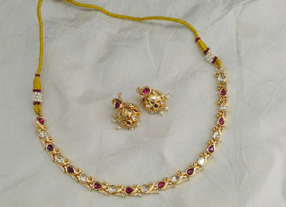 Gold polki Ruby Kundan Necklace set/ Gold Necklace Talia sets