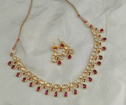 Gold polki Majenta Kundan Necklace set/ Gold Necklace Juno sets