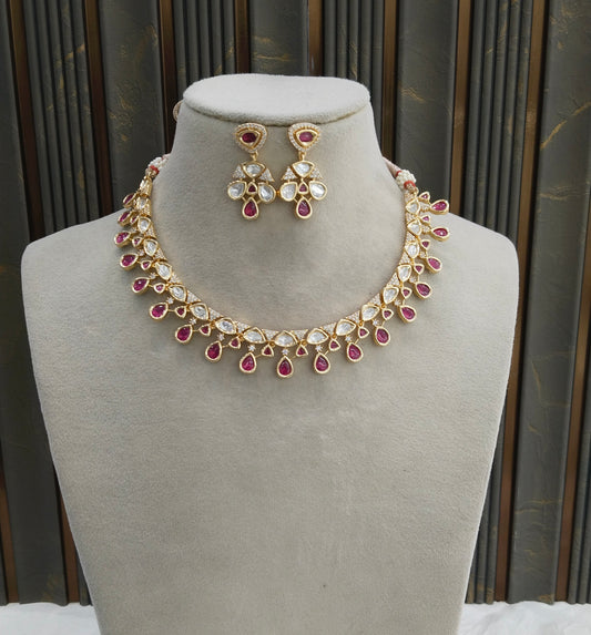 Gold polki Majenta Kundan Necklace set/ Gold Necklace Juno sets