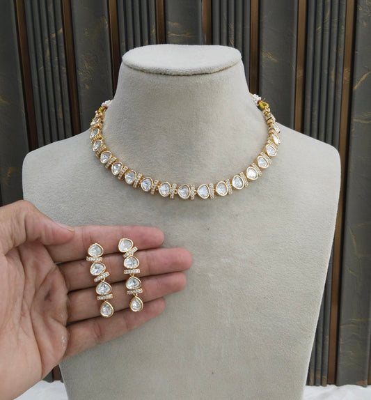 Gold polki Kundan Necklace set/ Gold Necklace Janis sets