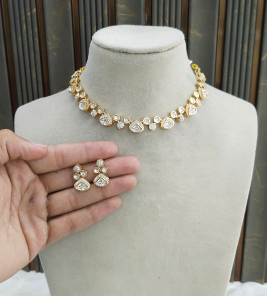 Gold polki Kundan Necklace set/ Gold Necklace Janis sets