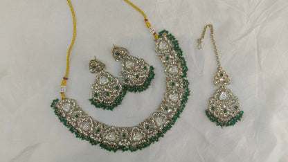 Antique Gold Green Necklace Sora Jewellery Sets