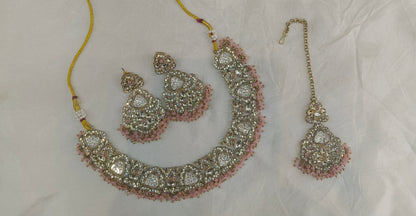 Antique Gold Pink Necklace Sora Jewellery Sets