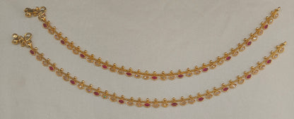 Gold Ruby Anklet Miku Jhanjar Payal Indian Jewellery