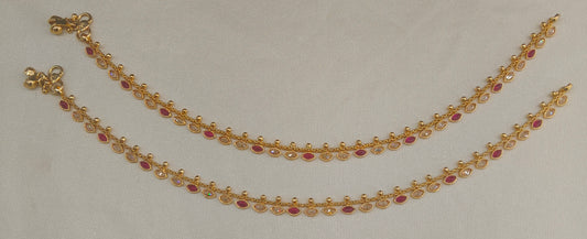 Gold Ruby Anklet Miku Jhanjar Payal Indian Jewellery
