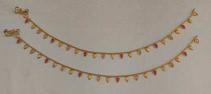 Gold Ruby Anklet Miku Jhanjar Payal Indian Jewellery