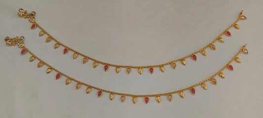 Gold Ruby Anklet Miku Jhanjar Payal Indian Jewellery