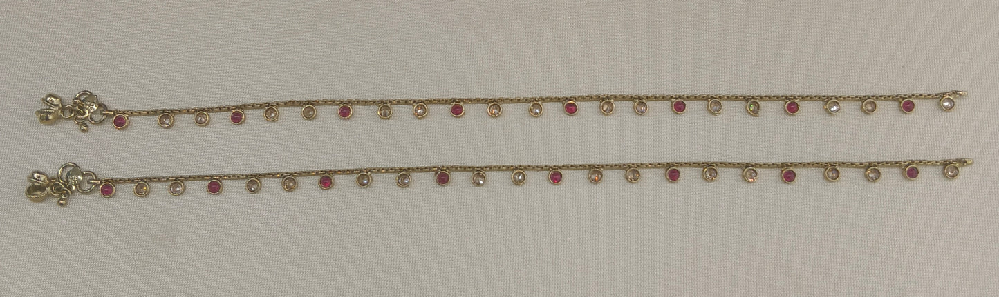 Antique Gold Ruby Anklet Amy Jhanjar Payal Indian Jewellery