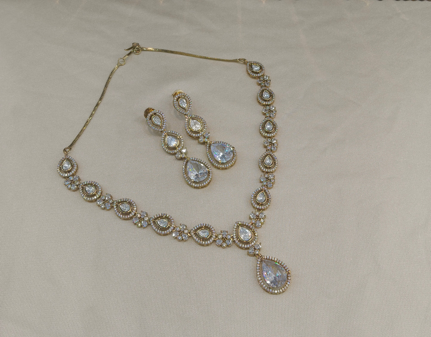 Antique Moissanite kundan necklace Indian Jewellery Hina Wedding Set