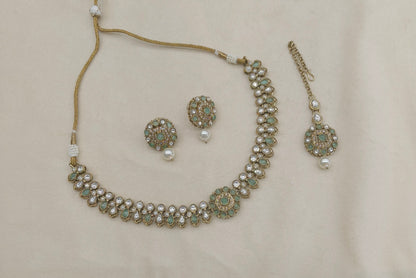 Antique Pista Moissanite kundan necklace Indian Jewellery Aya Wedding Sets