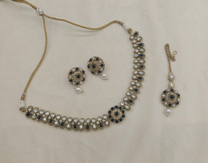 Antique Black Moissanite kundan necklace Indian Jewellery Aya Wedding Sets