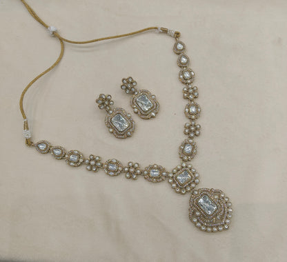 Antique Moissanite kundan necklace Indian Jewellery Hemu Wedding Sets
