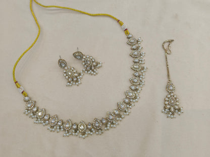 Antique Moissanite kundan necklace Indian Jewellery Semu Wedding Sets