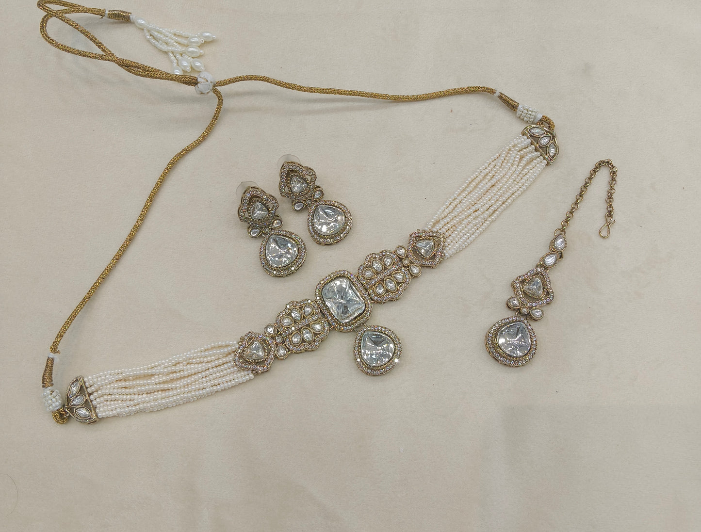 Antique Moissanite kundan choker Indian Jewellery Letin Wedding Set