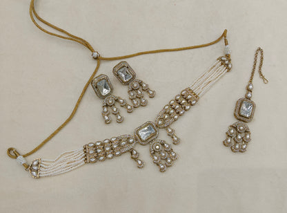Antique Moissanite kundan choker Indian Jewellery Soza Wedding Set