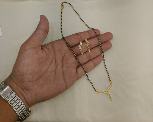 Gold Ad Stone Mangal Sutra Evan Set