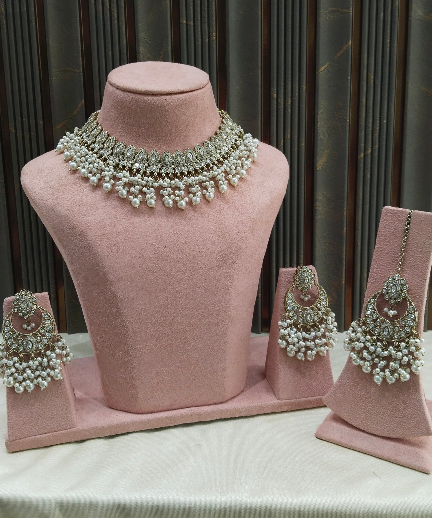 Antique Moissanite kundan necklace Indian Jewellery Muna Wedding Sets