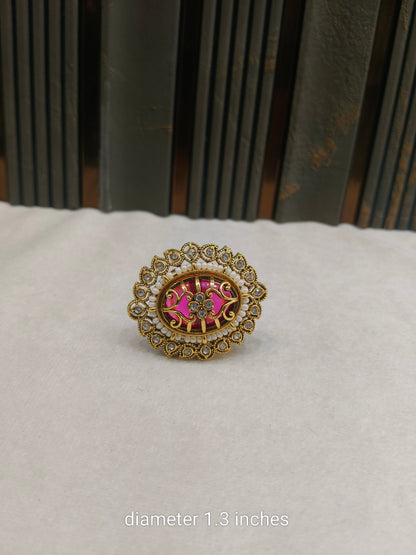 Kundan Adjustable Rafia Indian Finger Rings