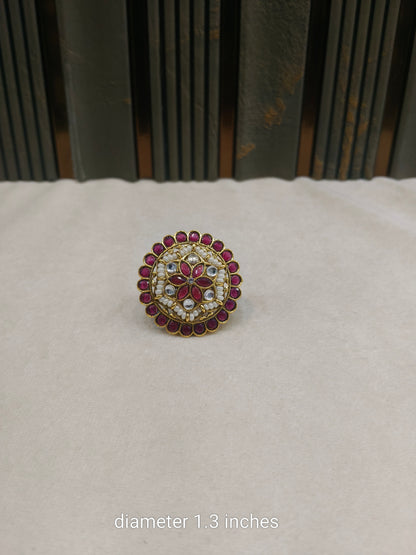 Kundan Adjustable Meher Indian Finger Rings