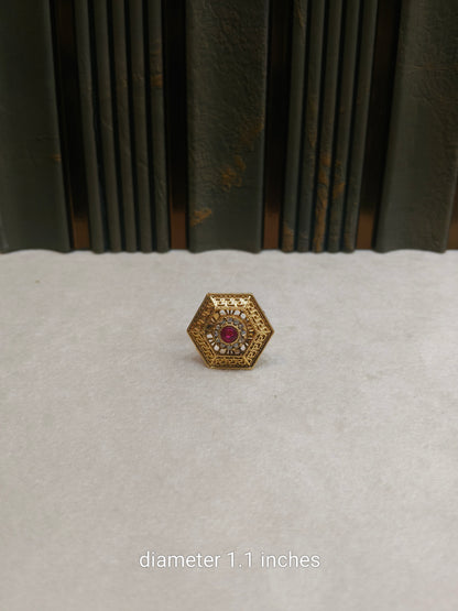 Gold Cocktail Bishou Indian Finger Rings