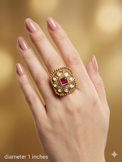 Gold Cocktail Hikari Indian Finger Rings