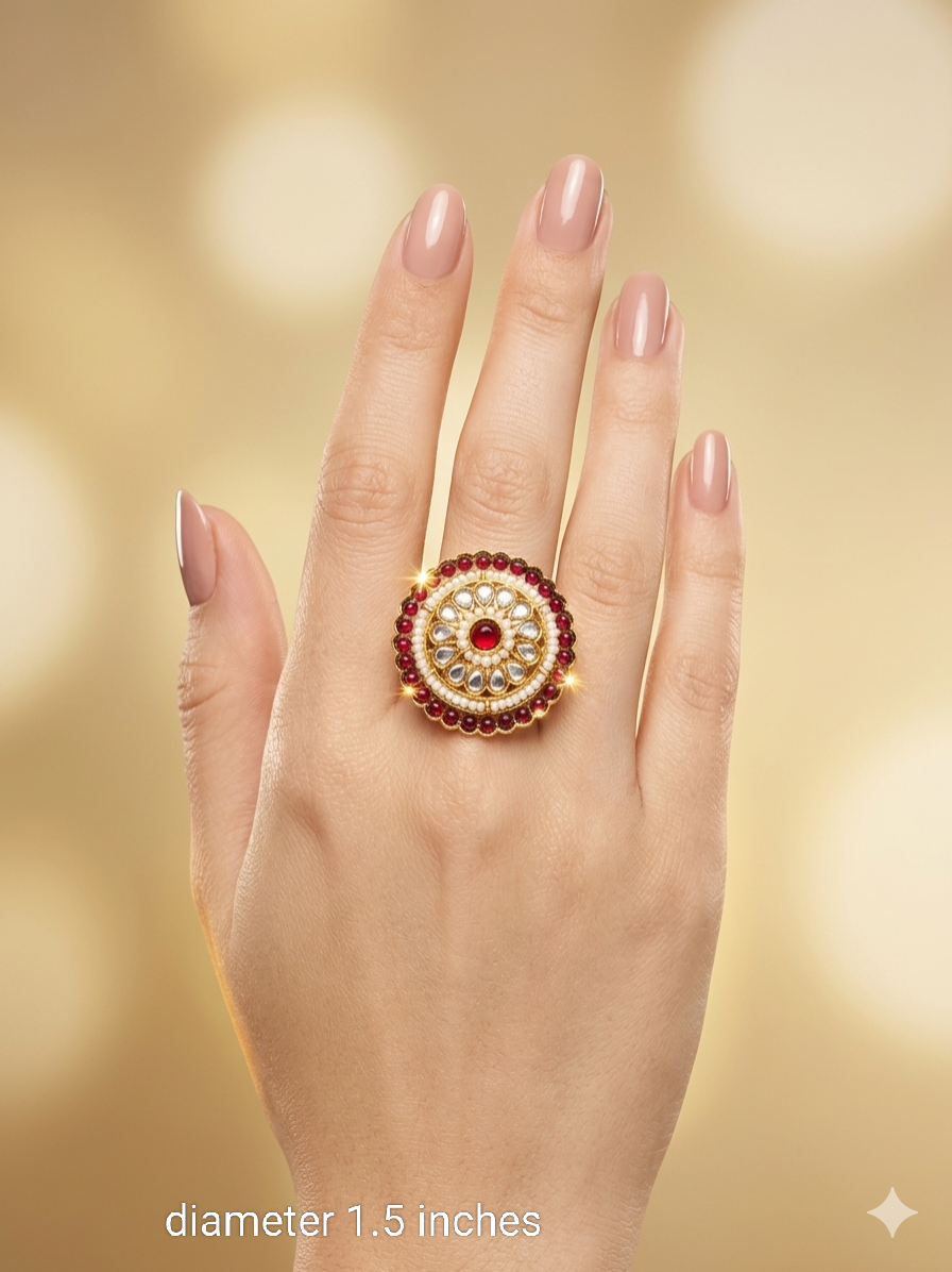 Kundan Adjustable Maira Indian Finger Rings